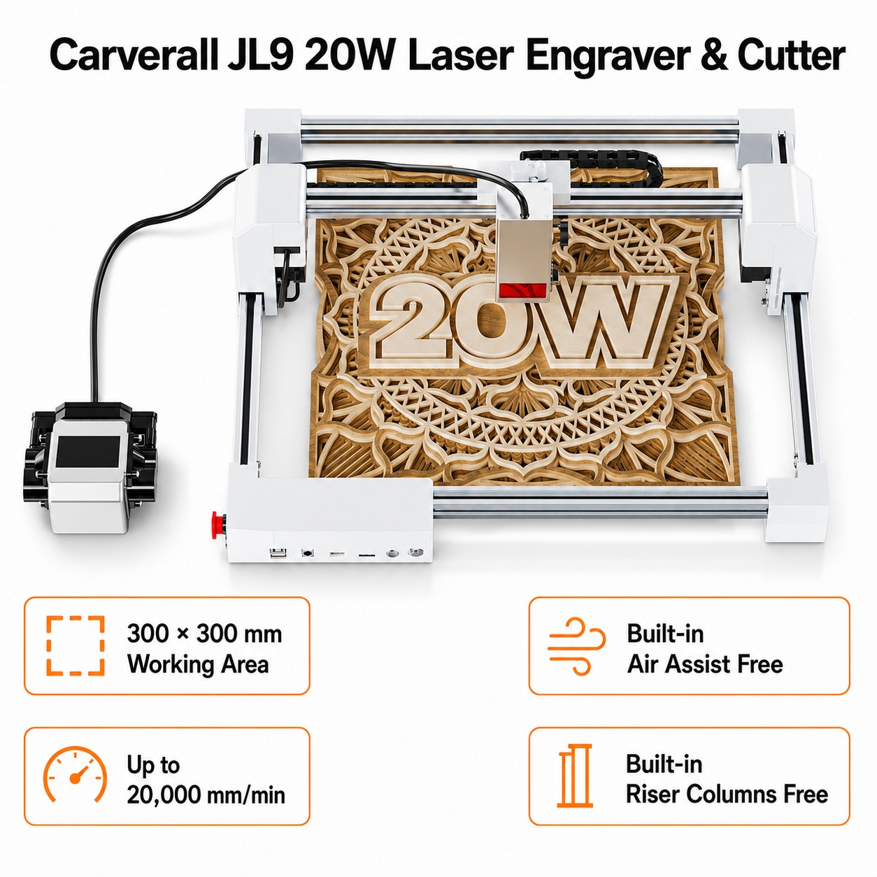 Carverall JL9 20W Mesin Penguk - Industrial Laser Engraving Machine ulasan dan harga