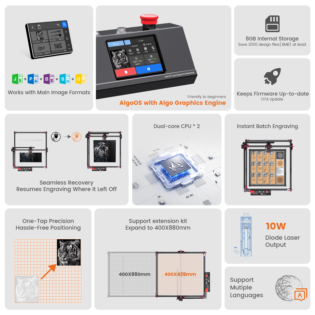 AlgoLaser DIY KIT MK2 10W Mesi - Industrial Laser Engraving Machine ulasan dan harga